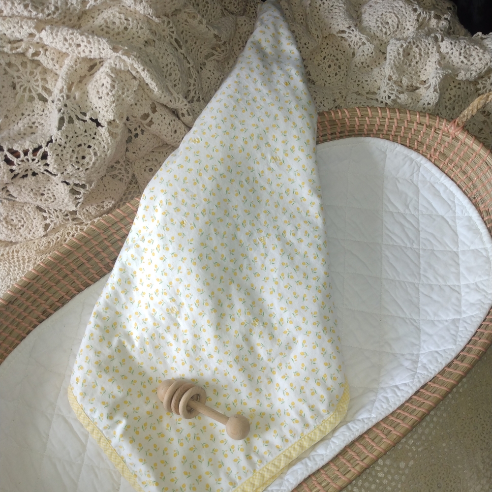 Vintage Yellow Floral Baby Blanket - Picture 2 of 10